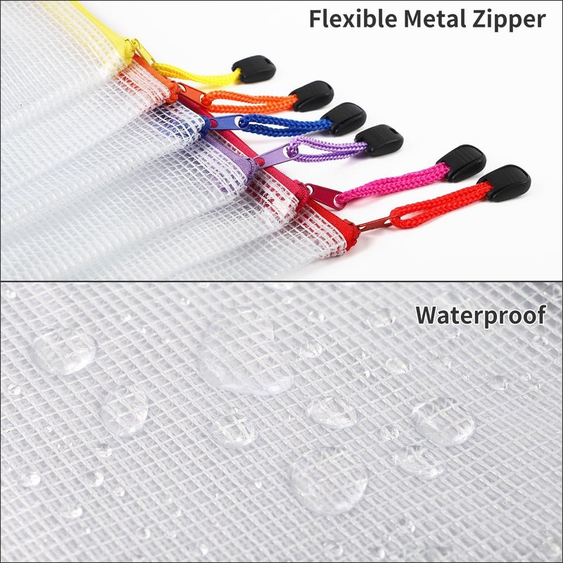 EOOUT 30pcs Mesh Zipper Pouch Bags, 8 Sizes Plastic Zipper Bags, 8 Colors Waterproof Zipper Pouches for Organization, Multipurpose for Travel, School Supplies, Office Appliances and Home Organization - Image 4